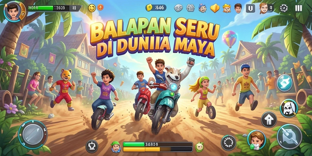Screenshot gameplay 3446 menampilkan balapan seru di trek yang menantang.