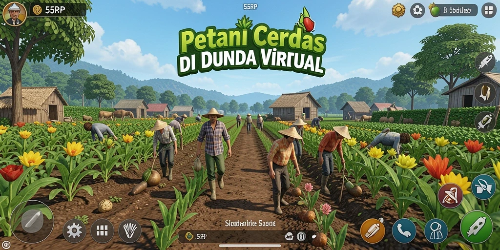 Tangkapan layar menunjukkan gameplay bertani yang seru dan penuh warna.
