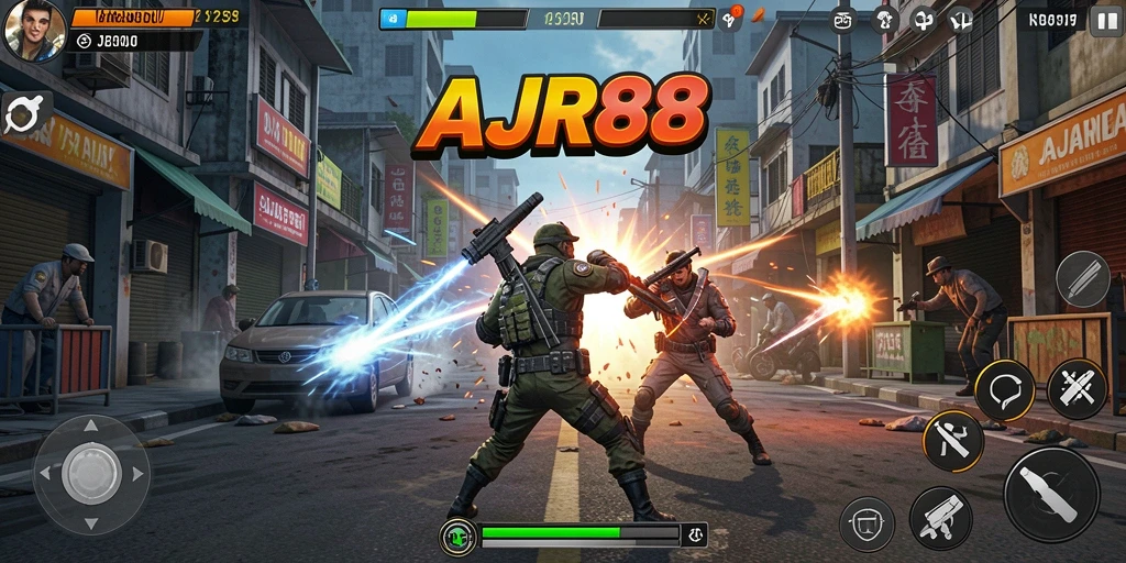 Tampilan aksi mendebarkan dalam gameplay AJR88.