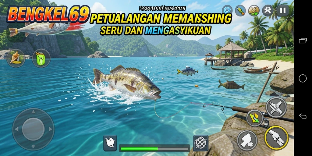 Menampilkan gameplay memancing yang seru di BENGKEL69.