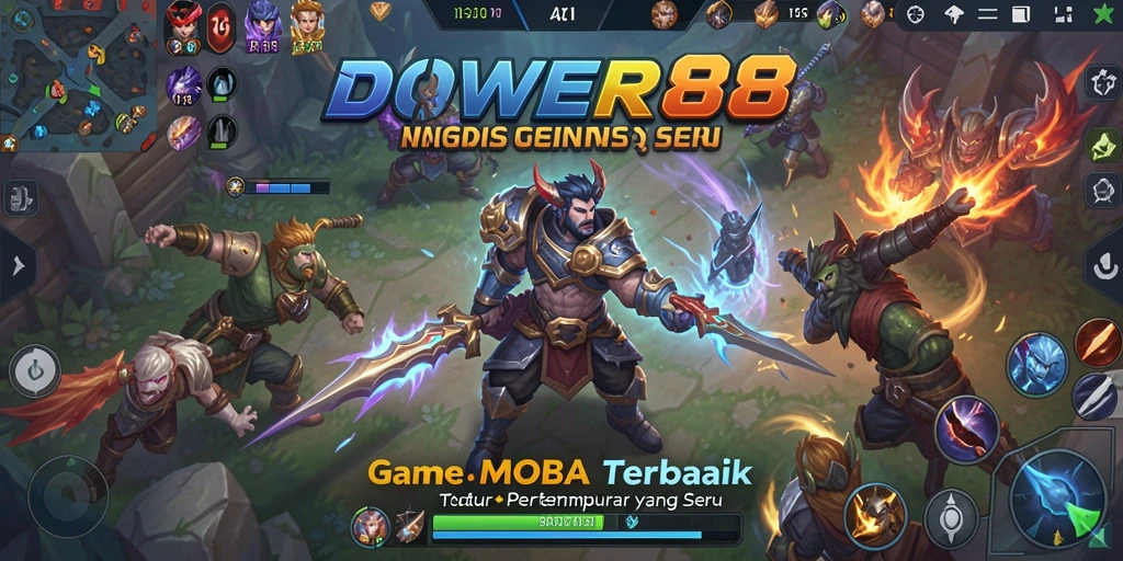 Screenshot menampilkan aksi seru dalam permainan MOBA DOWER88.