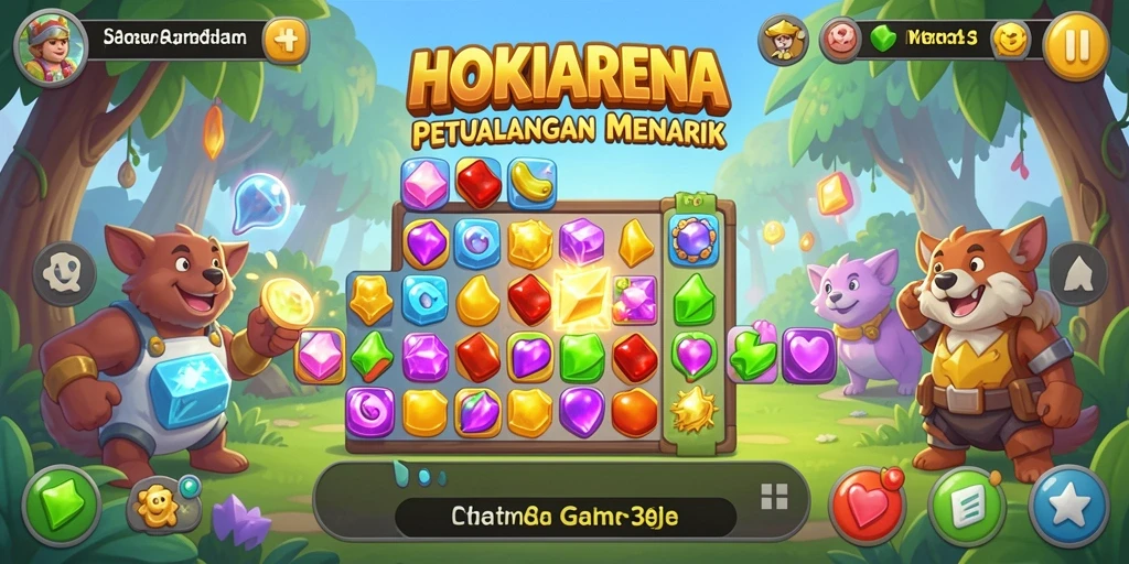 Screenshot HOKIARENA menampilkan aksi mencocokkan elemen yang seru.