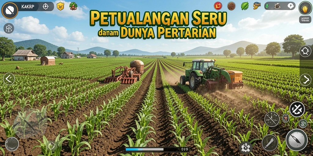 Screenshot KAKRP menampilkan pemain yang asyik bertani di ladang.