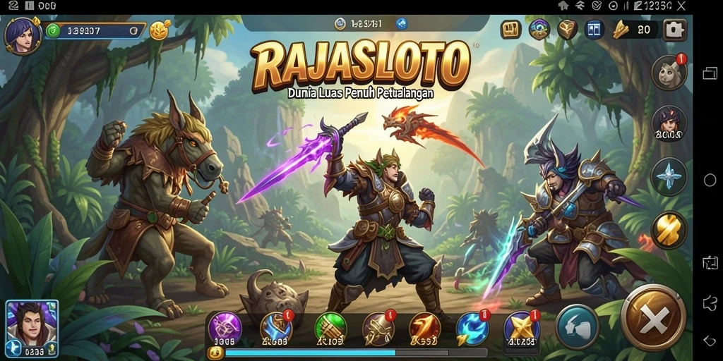 Gameplay RAJASLOTO yang menakjubkan dalam petualangan dunia terbuka.